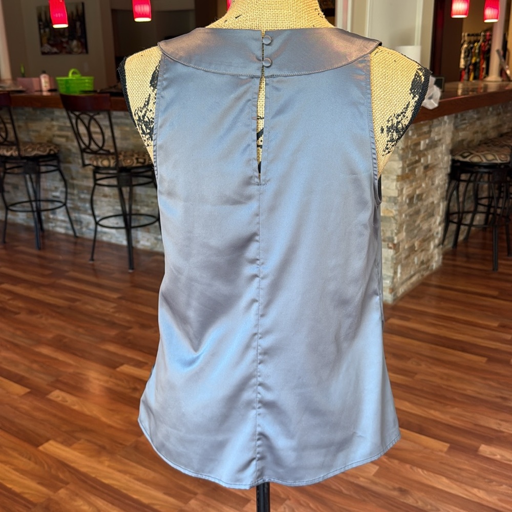 The Limited size medium gray silky top with large black beads around neckline - Picture 4 of 4
